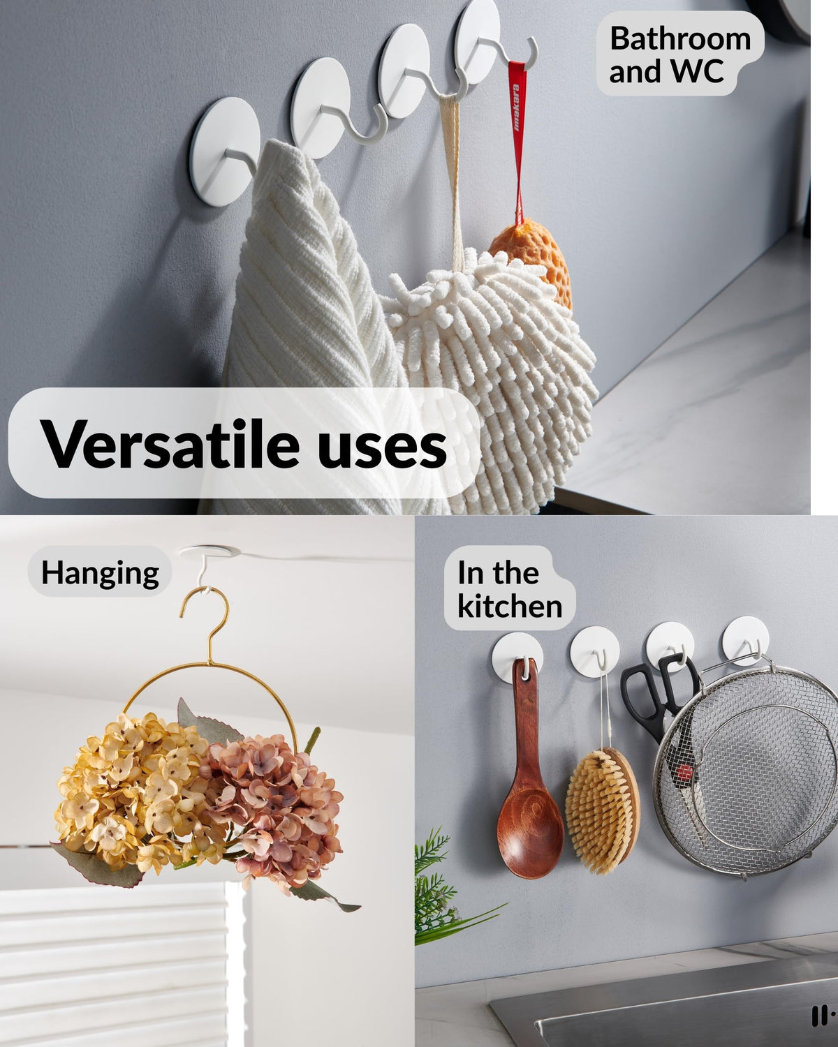 DEKAZIA bathroom towel hook with easy adhesive setup