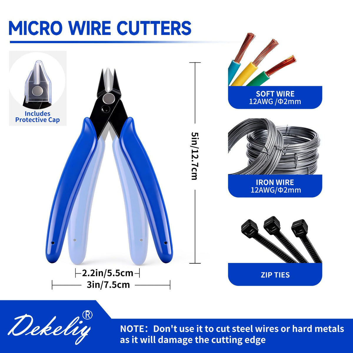 DEKELIY micro flush cutters close-up beveled edge enables clean cuts.