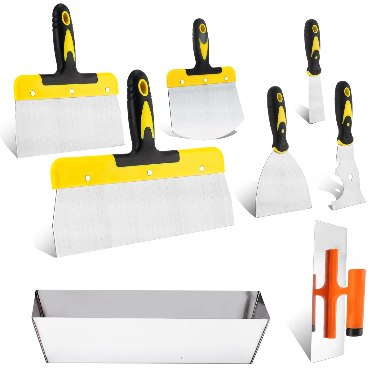 DEKEones drywall knife set 8 pieces with stainless steel blades for precise mud application