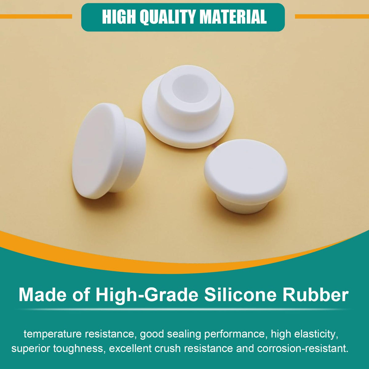 Dekiphox silicone plug surface highlights smooth burr-free texture and easy insertion