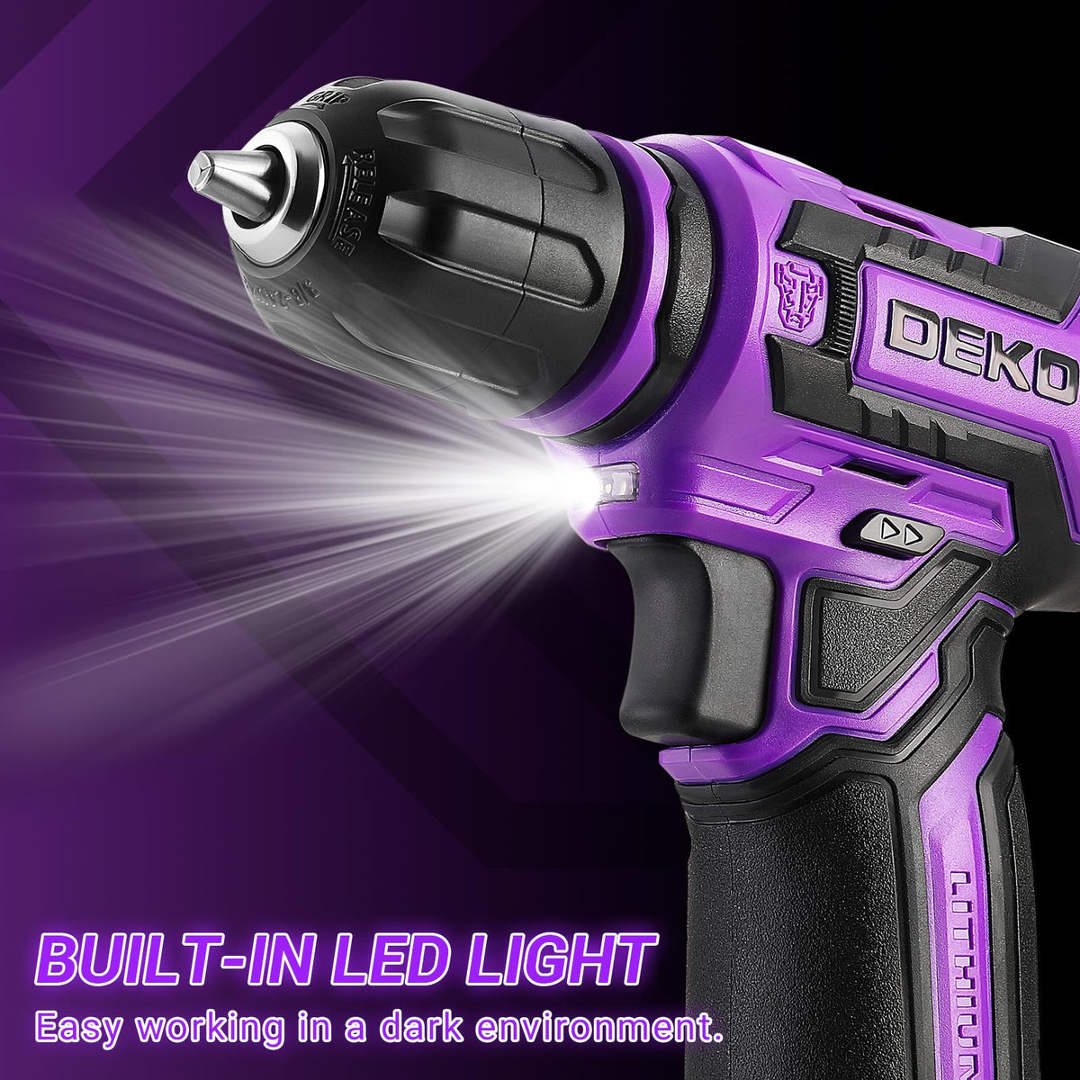 DEKOPRO 12V cordless drill ergonomic grip reduces hand fatigue during long sessions