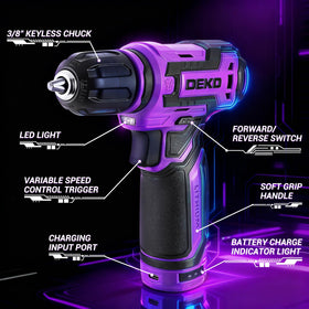 DEKOPRO 12V cordless drill LED light on improves visibility in tight spaces