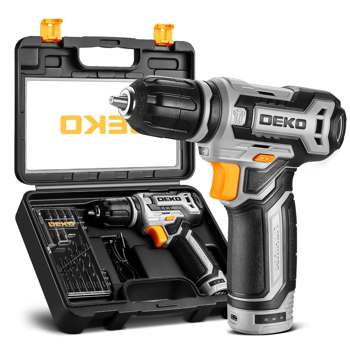 DEKOPRO 12V cordless drill with LED light for precise DIY drilling