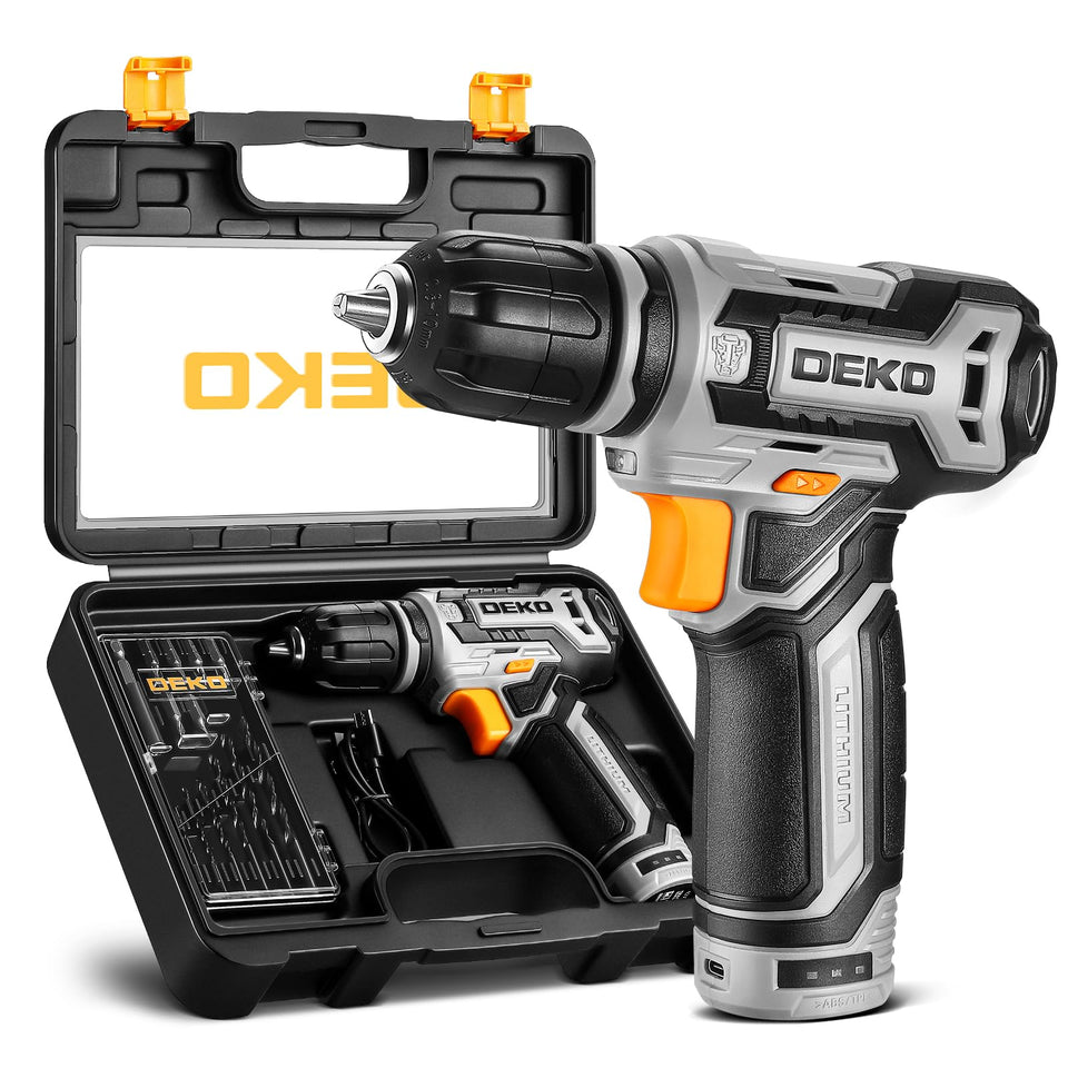 DEKOPRO 12V cordless drill with LED light for precise DIY drilling