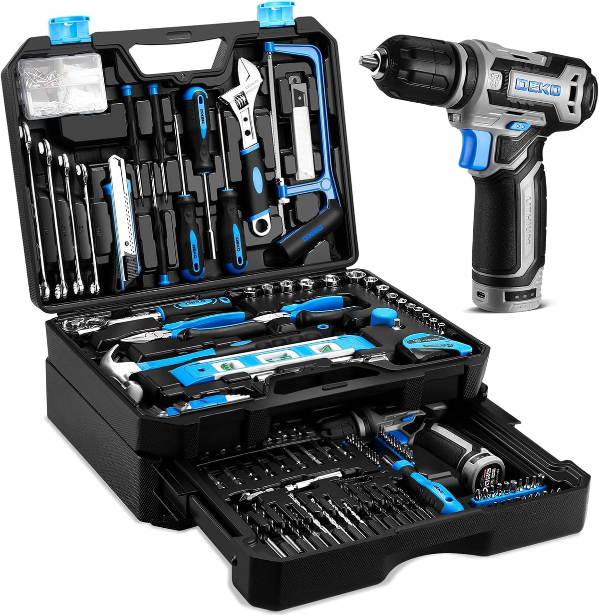 DEKOPRO 12V cordless drill ready for quick, smooth DIY drilling tasks.