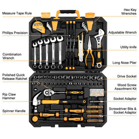 DEKOPRO 158-piece tool set in closed case, ready for storage.