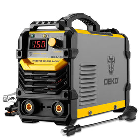 DEKOPRO 160A MMA welder front view showing compact, portable design for easy transport