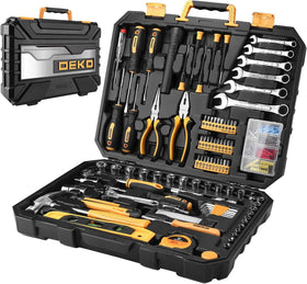 DEKOPRO 208-piece tool set case front view showing organized storage