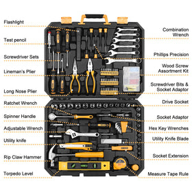 DEKOPRO 208-piece tool set case open showcasing included tools