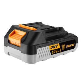 DEKOPRO 20V battery connected to drill showing solid fit and reliable power.