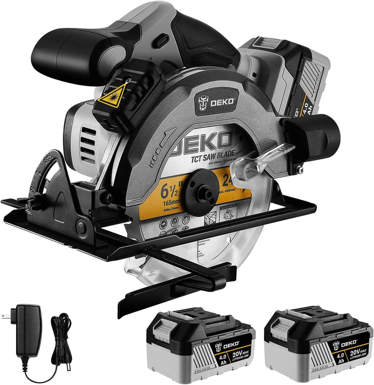 DEKOPRO 20V cordless circular saw front view for easy handling.