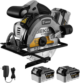 DEKOPRO 20V cordless circular saw front view for easy handling.