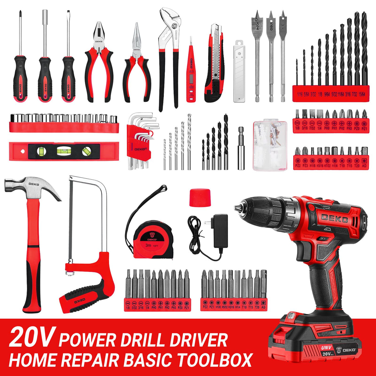 DEKOPRO 20V cordless drill battery provides long runtime.