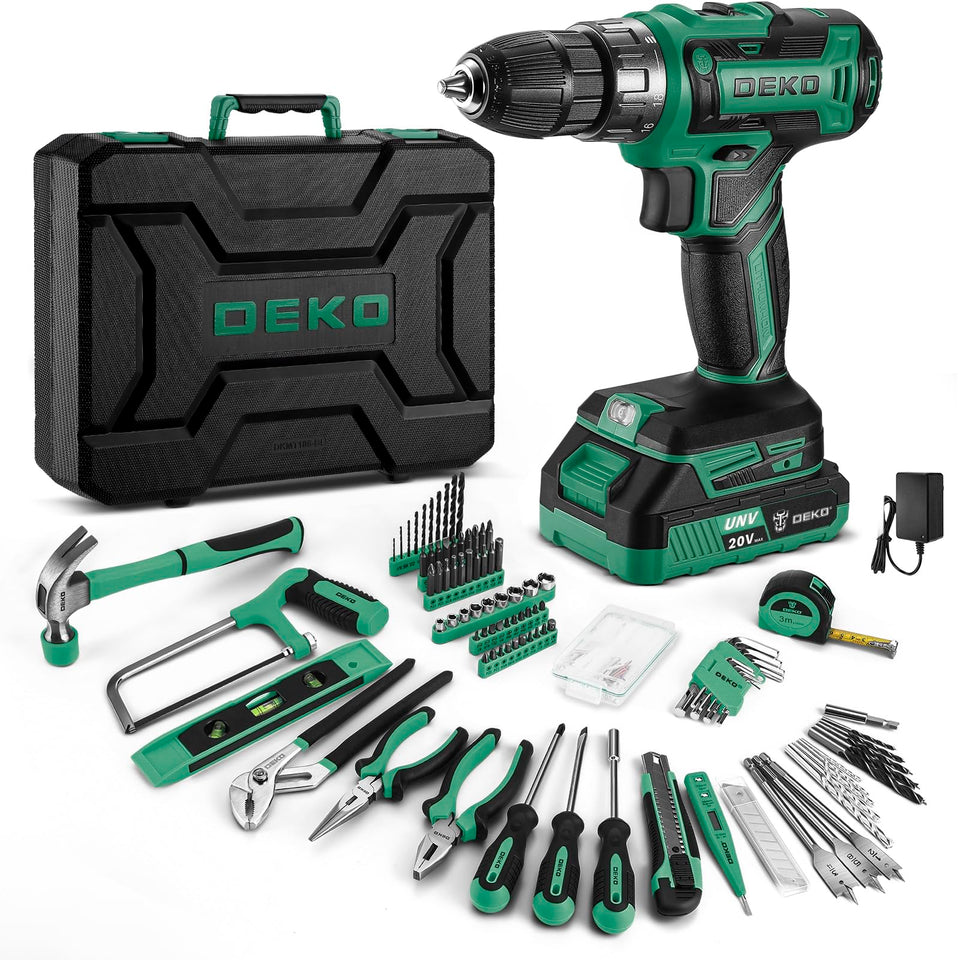 DEKOPRO 20V cordless drill ready for quick home projects.