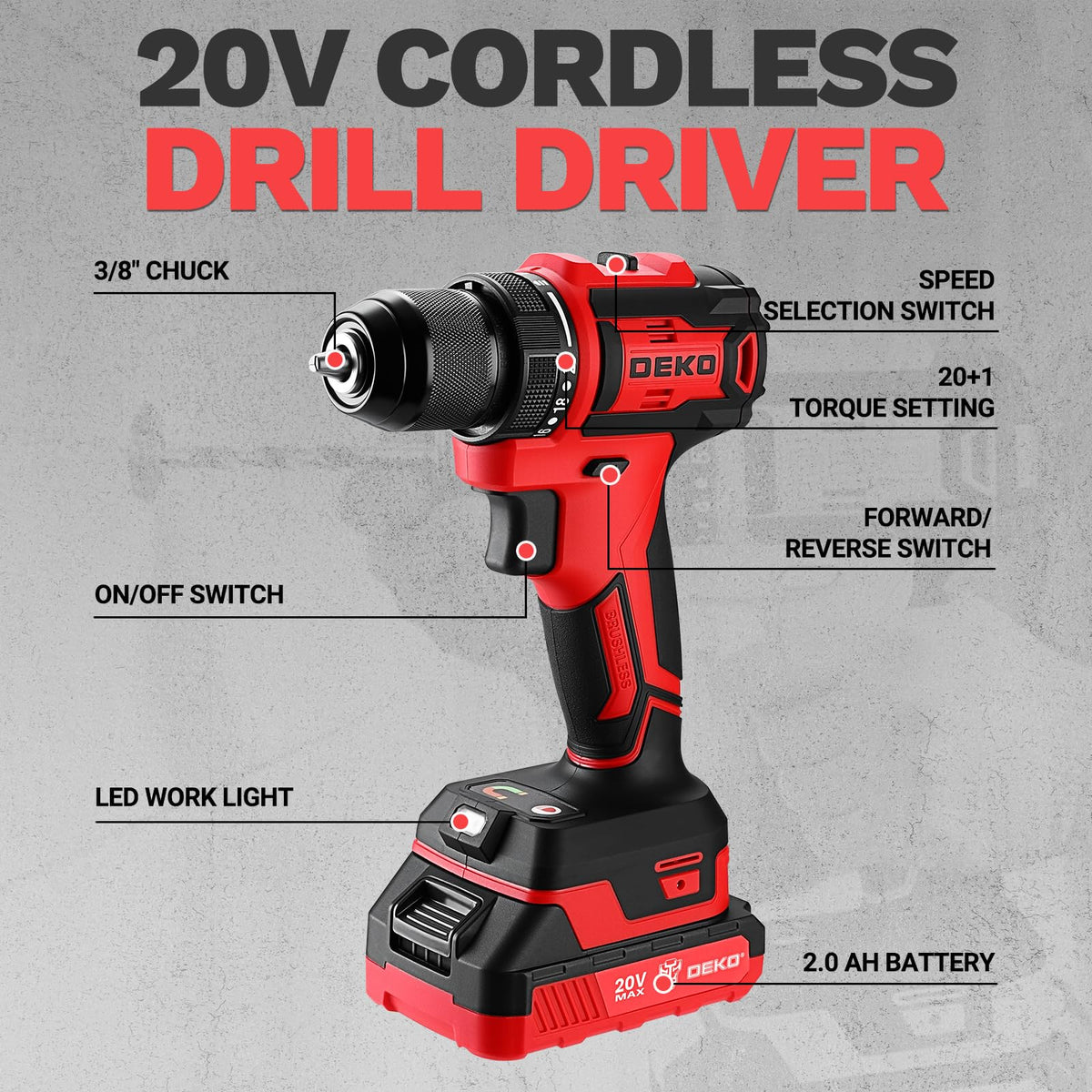 Two 2000mAh batteries extend cordless use and minimize downtime.