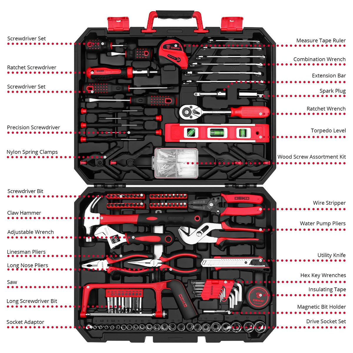 DEKOPRO 3-8-inch socket wrench set close-up with chrome finish for durable repairs