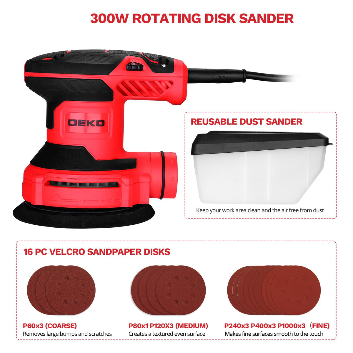 DEKOPRO 5-inch sanding pad supports balanced, controlled finishing.