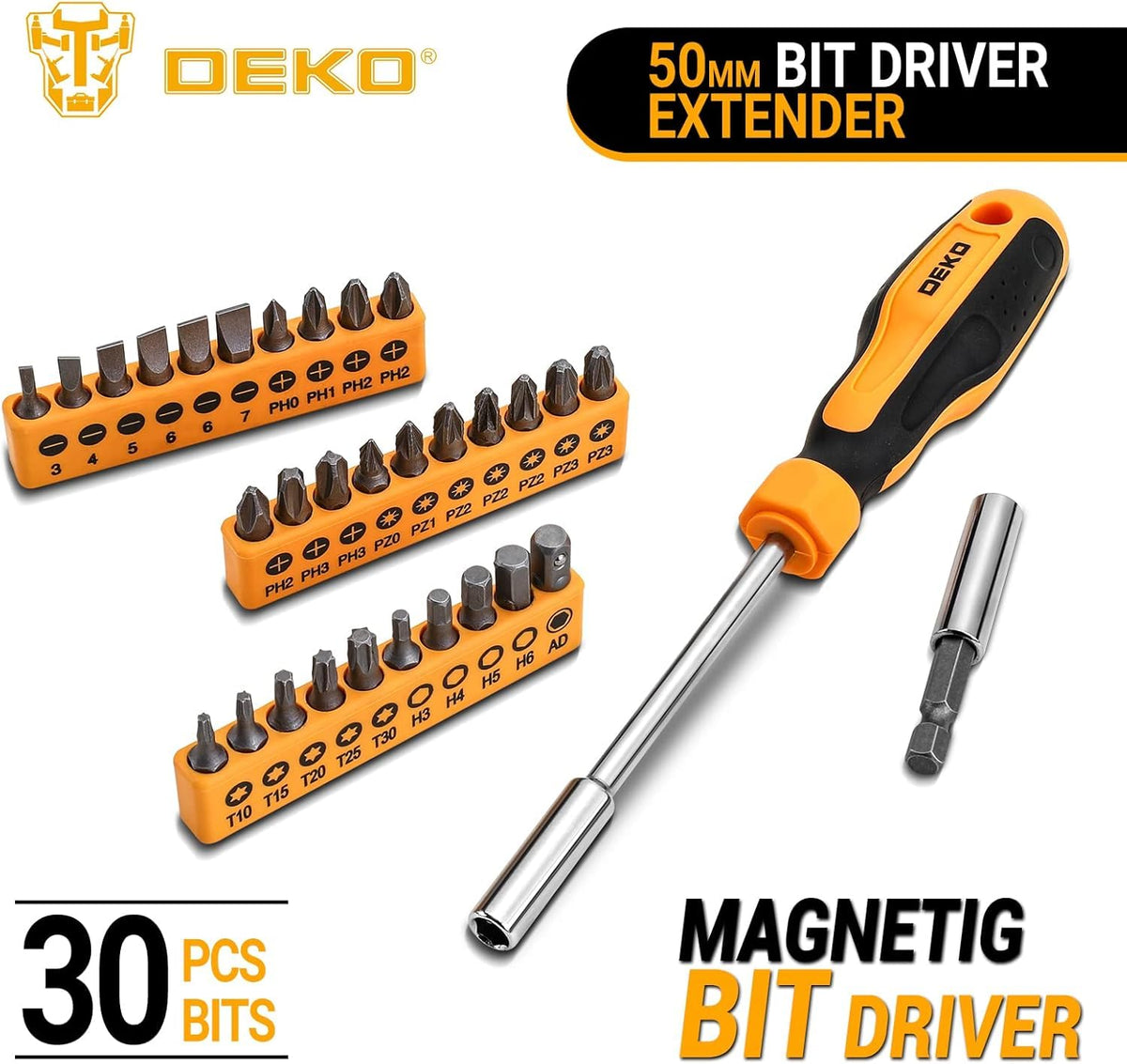 DEKOPRO 62-piece tool kit slip joint pliers with non-slip grip for comfort.
