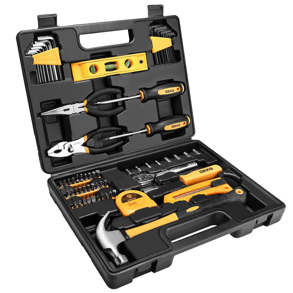DEKOPRO 65-piece tool set case front view for easy access