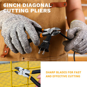 DEKOPRO 6-inch diagonal cutting plier precise cuts on small wires