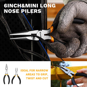 DEKOPRO 6-inch long nose plier precise gripping for detail work