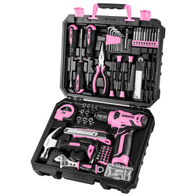 DEKOPRO 8V pink cordless drill with LED for precise screwdriving
