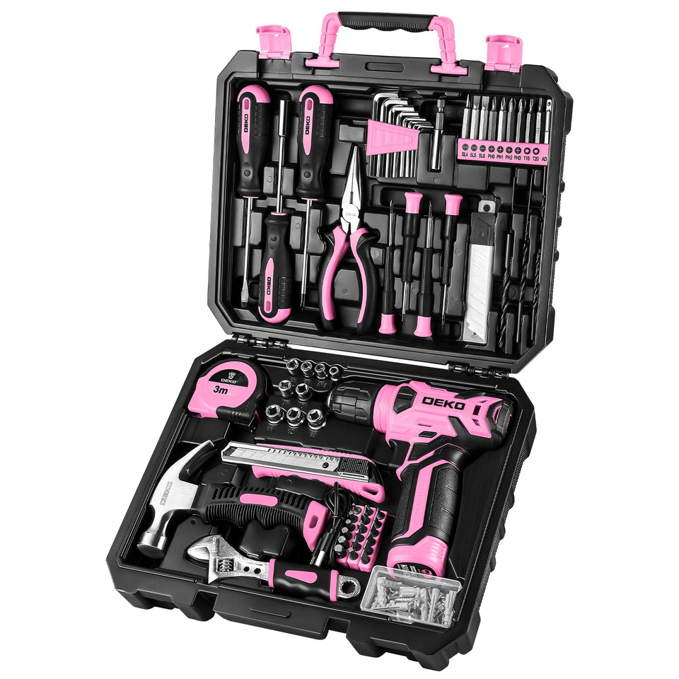 DEKOPRO 8V pink cordless drill with LED for precise screwdriving