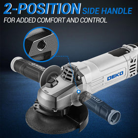 DEKOPRO wheel guard protecting user from sparks while grinding.