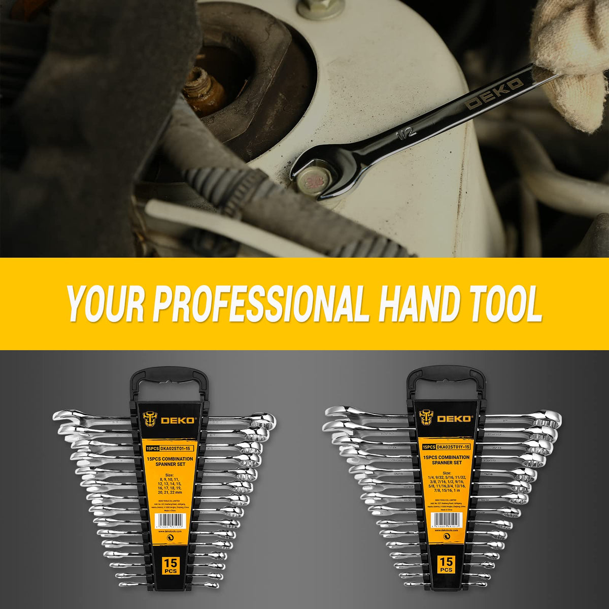 DEKOPRO wrench set supports auto, plumbing, and electrical maintenance tasks