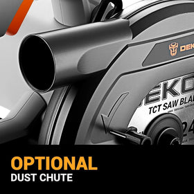 DEKOPRO circular saw guide rail setup image showcasing straight cuts with accuracy.
