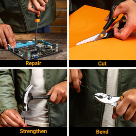 DEKOPRO claw hammer with magnetic bits holder for efficient driving and quick bit changes