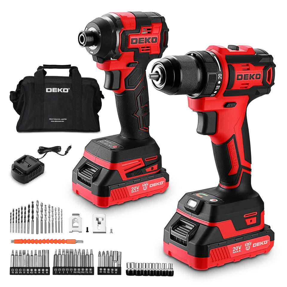 DEKOPRO cordless drill with brushless motor for smooth drilling and high torque.