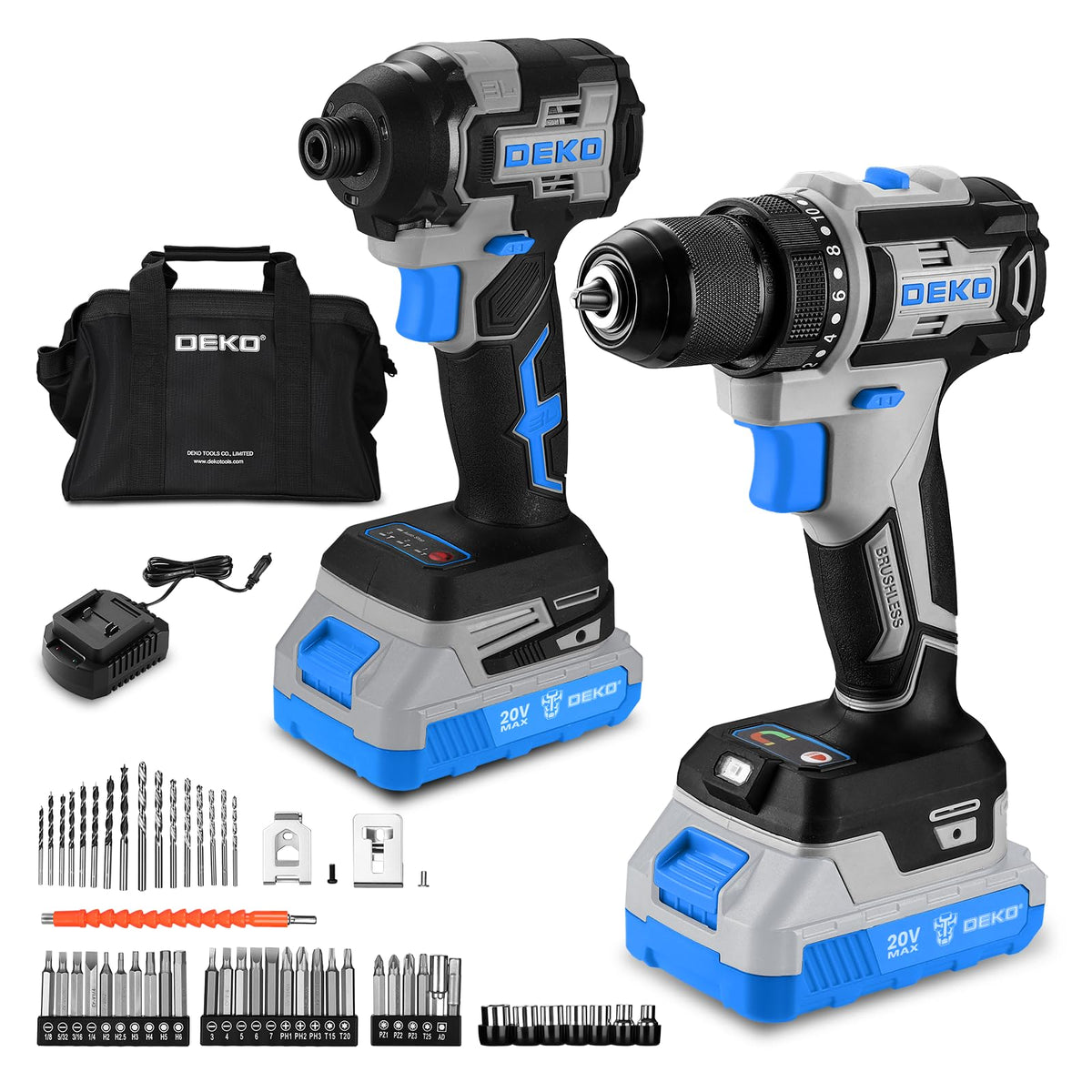 DEKOPRO cordless drill with brushless motor, precise drilling for furniture assembly