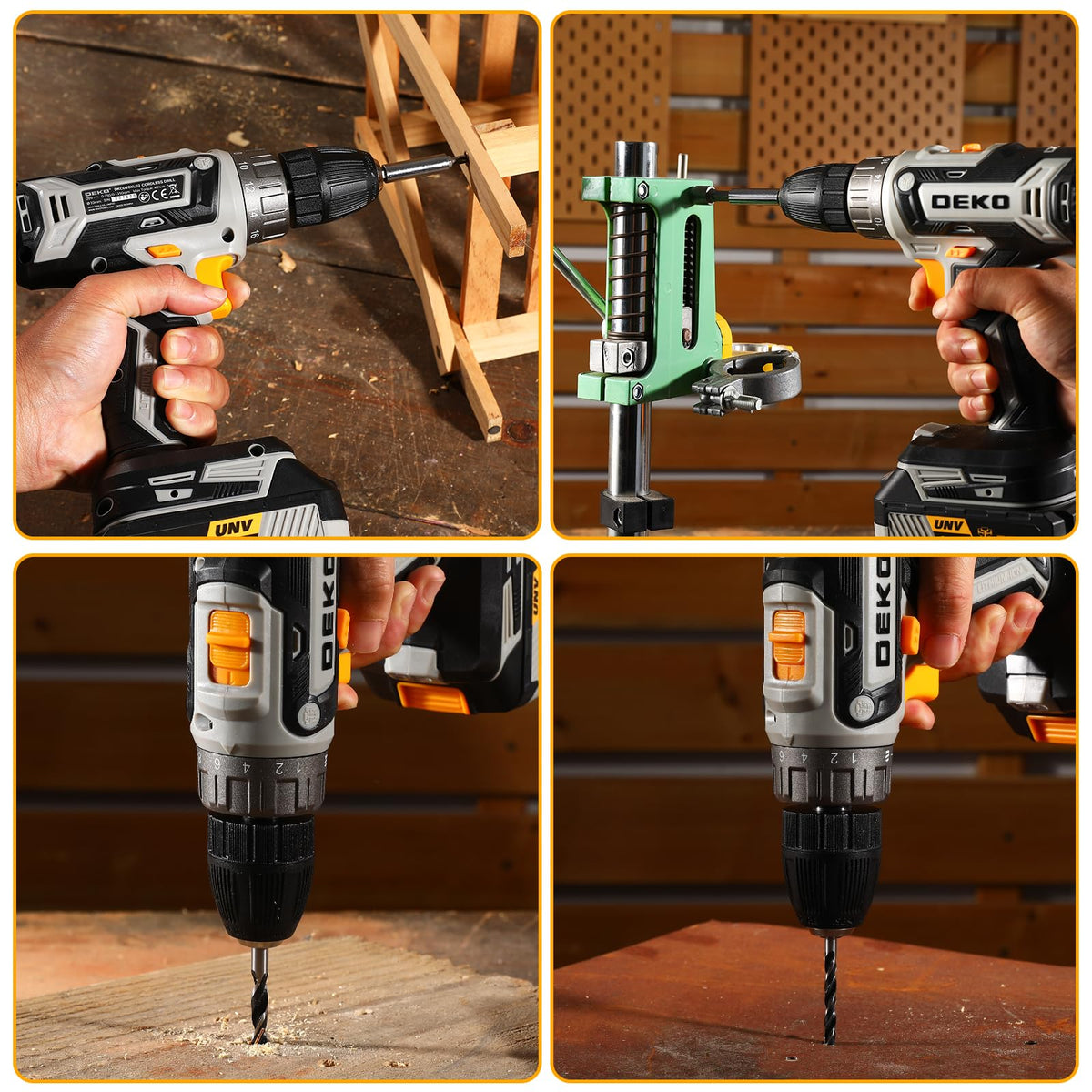 DEKOPRO cordless drill in action supports DIY tasks.