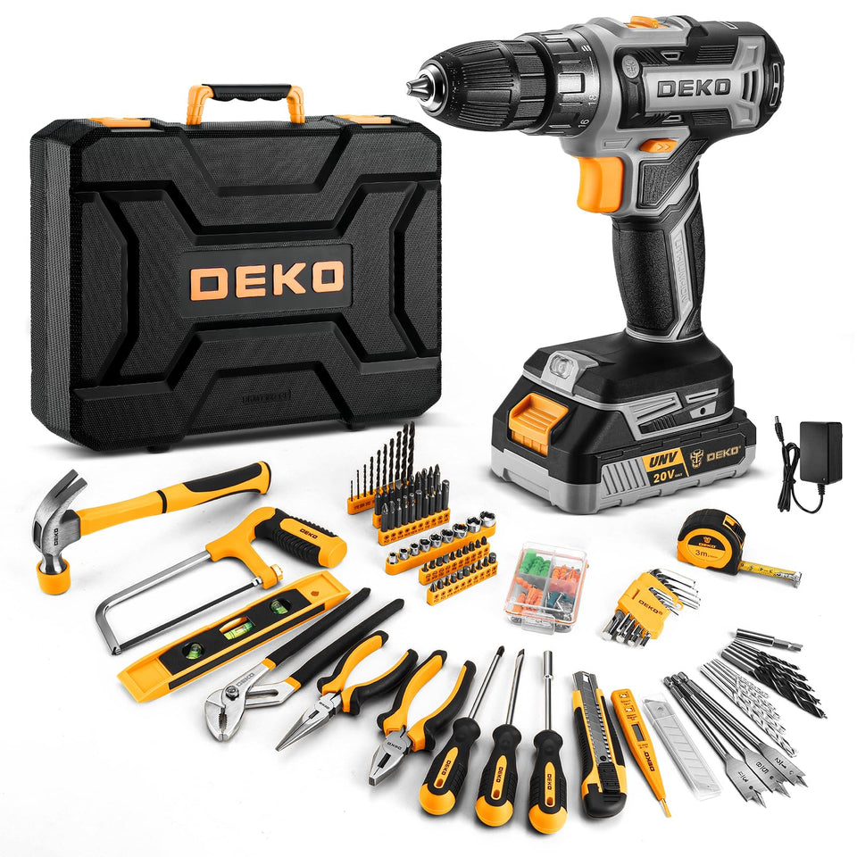 DEKOPRO cordless drill tool kit battery image showing long-lasting power for DIY projects