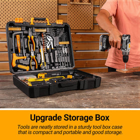 DEKOPRO cordless drill tool kit measuring tape aids precise measurements for projects