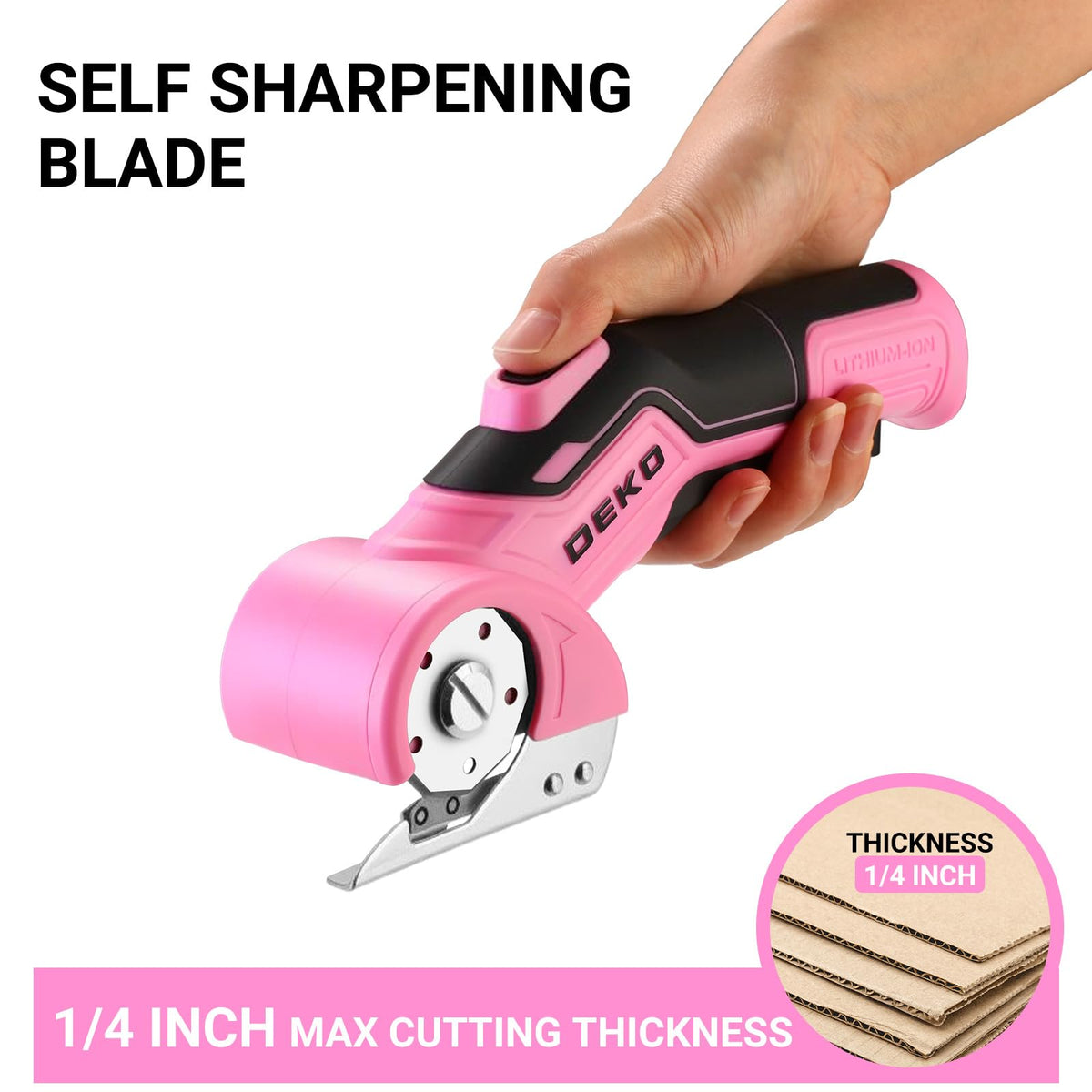 DEKOPRO pink cordless scissors Type-C charging port for quick recharge