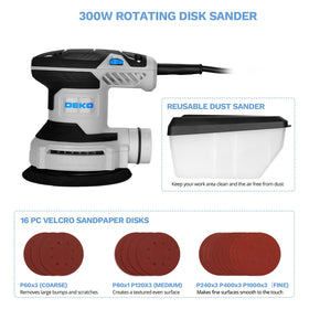 DEKOPRO dust box attached to keep the workspace clean during sanding