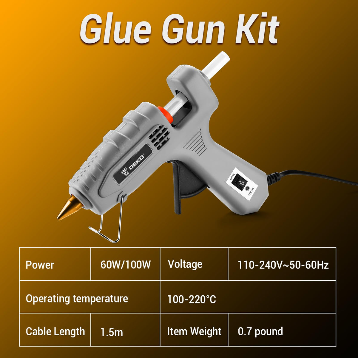 DEKOPRO fast-heat glue gun ready in minutes
