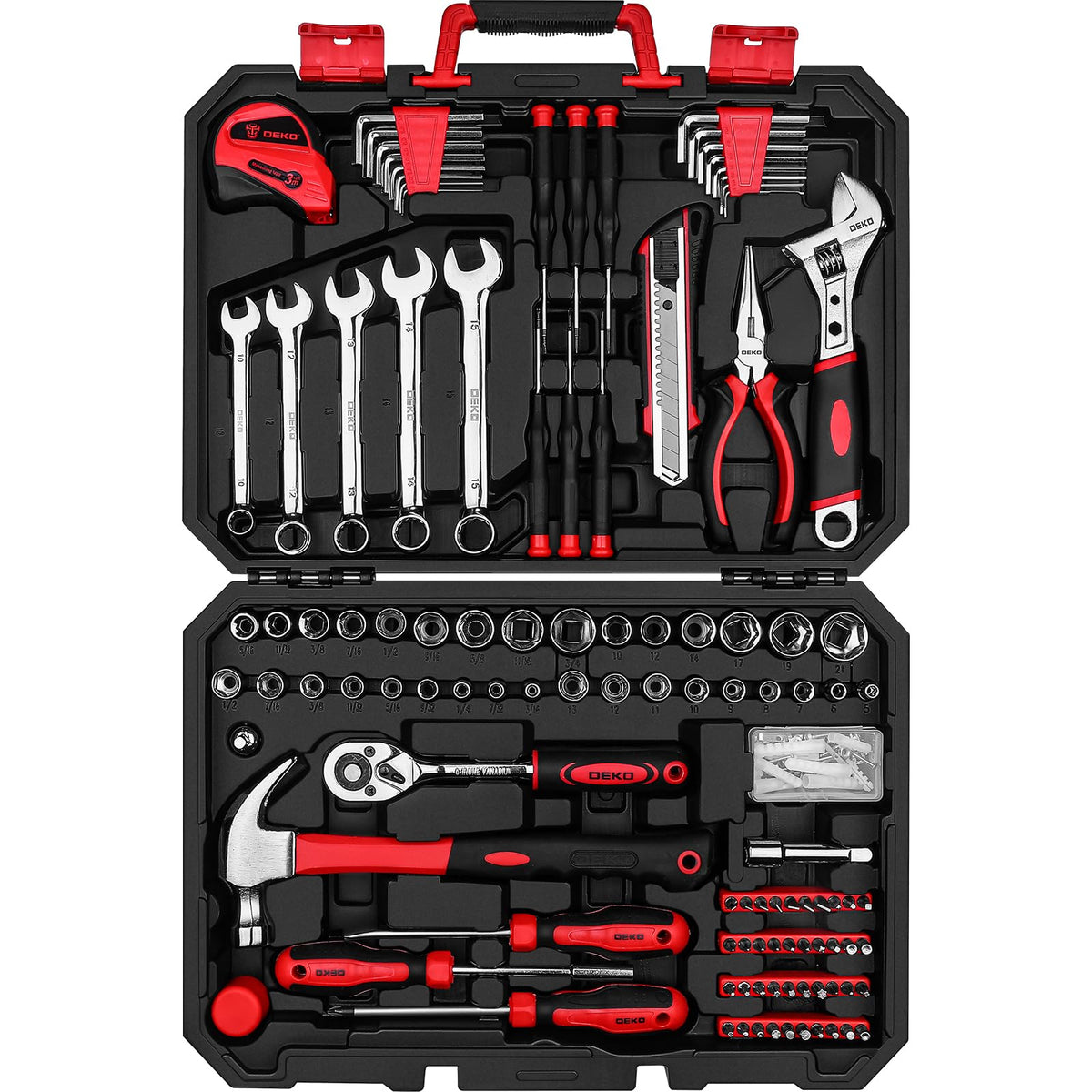 DEKOPRO home repair essentials kit supports DIY projects and everyday fixes.