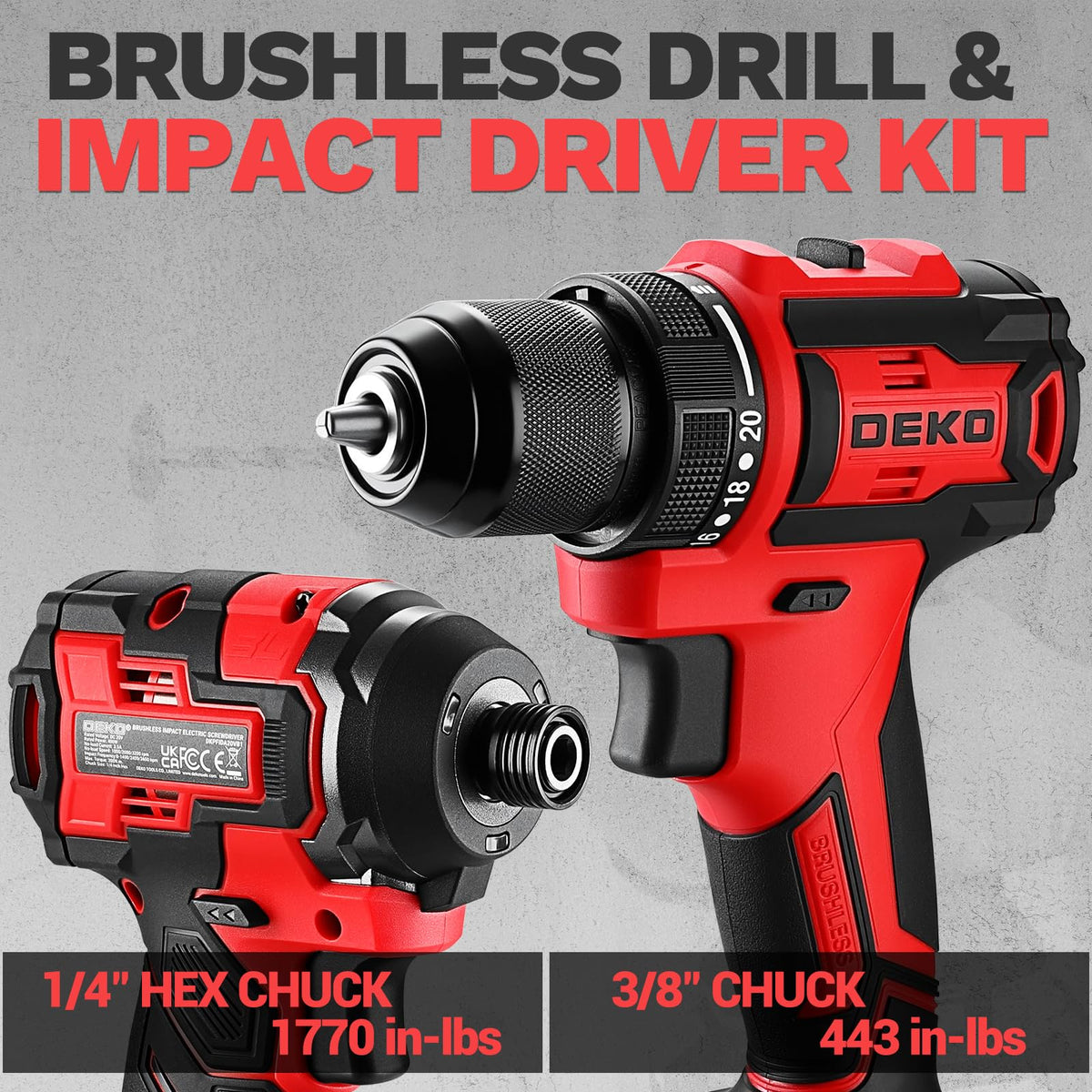 DEKOPRO brushless impact driver with three-speed control for automotive tasks.