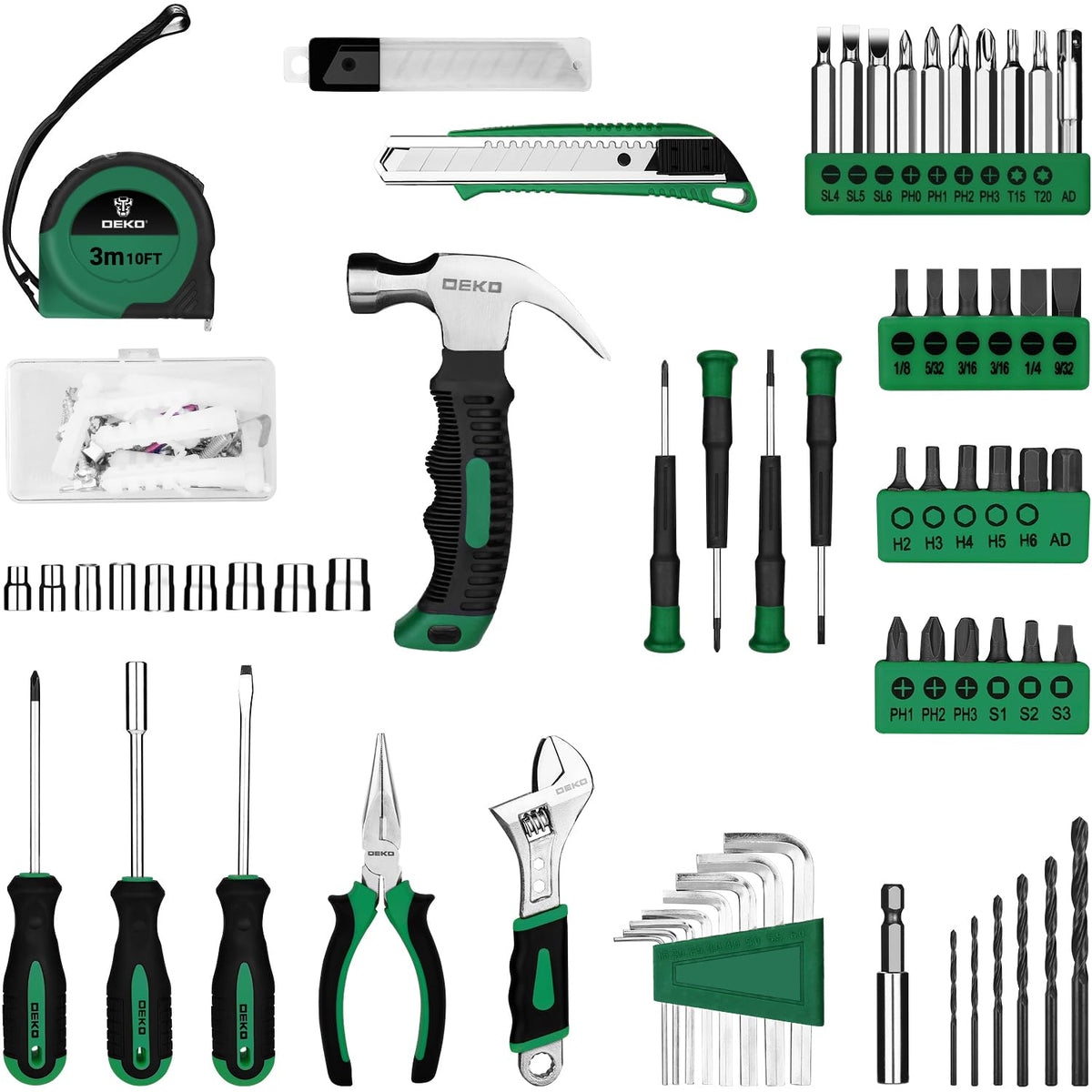 DEKOPRO magnetic bits holder with assorted bits for quick screw driving.