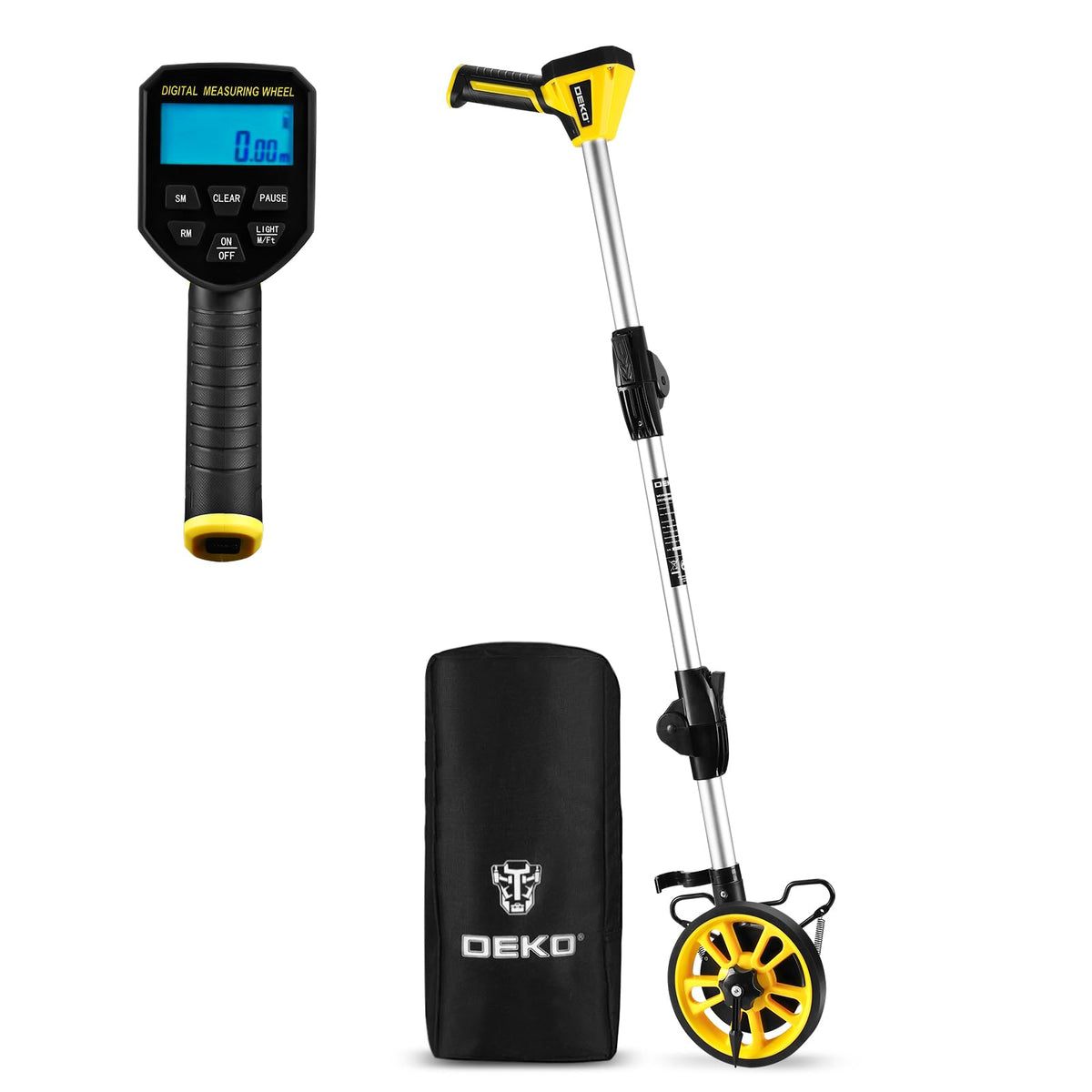 DEKOPRO measuring wheel with digital display for precise on site distance readings
