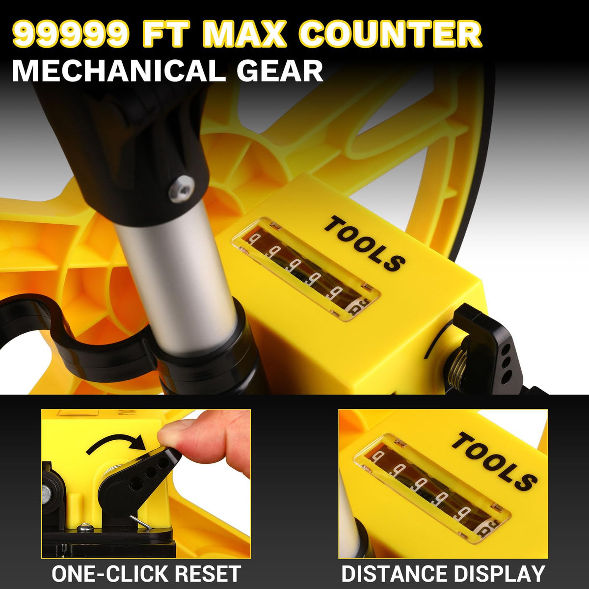 DEKOPRO measuring wheel offers 99,999 ft capacity for large projects
