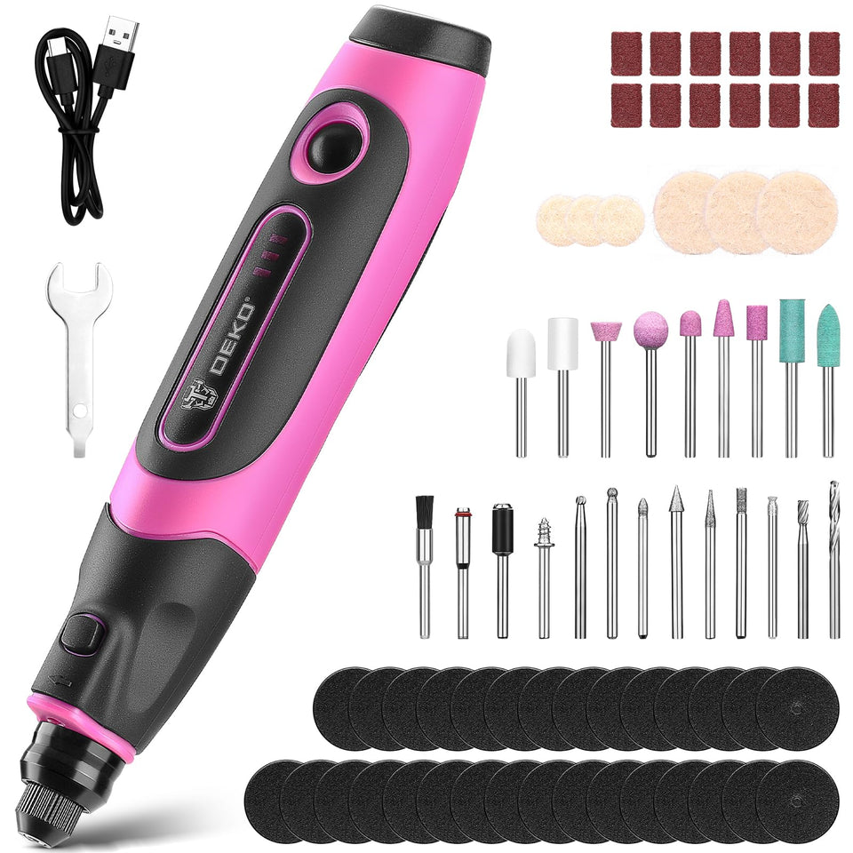 DEKOPRO mini rotary tool pink front view for precision engraving