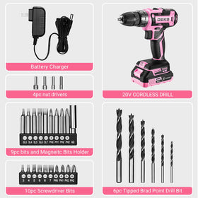 DEKOPRO pink cordless drill weighing 2.5 pounds for comfortable use.