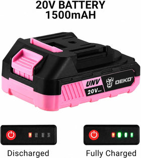 DEKOPRO pink drill with magnetic bit holder for quick bit changes.