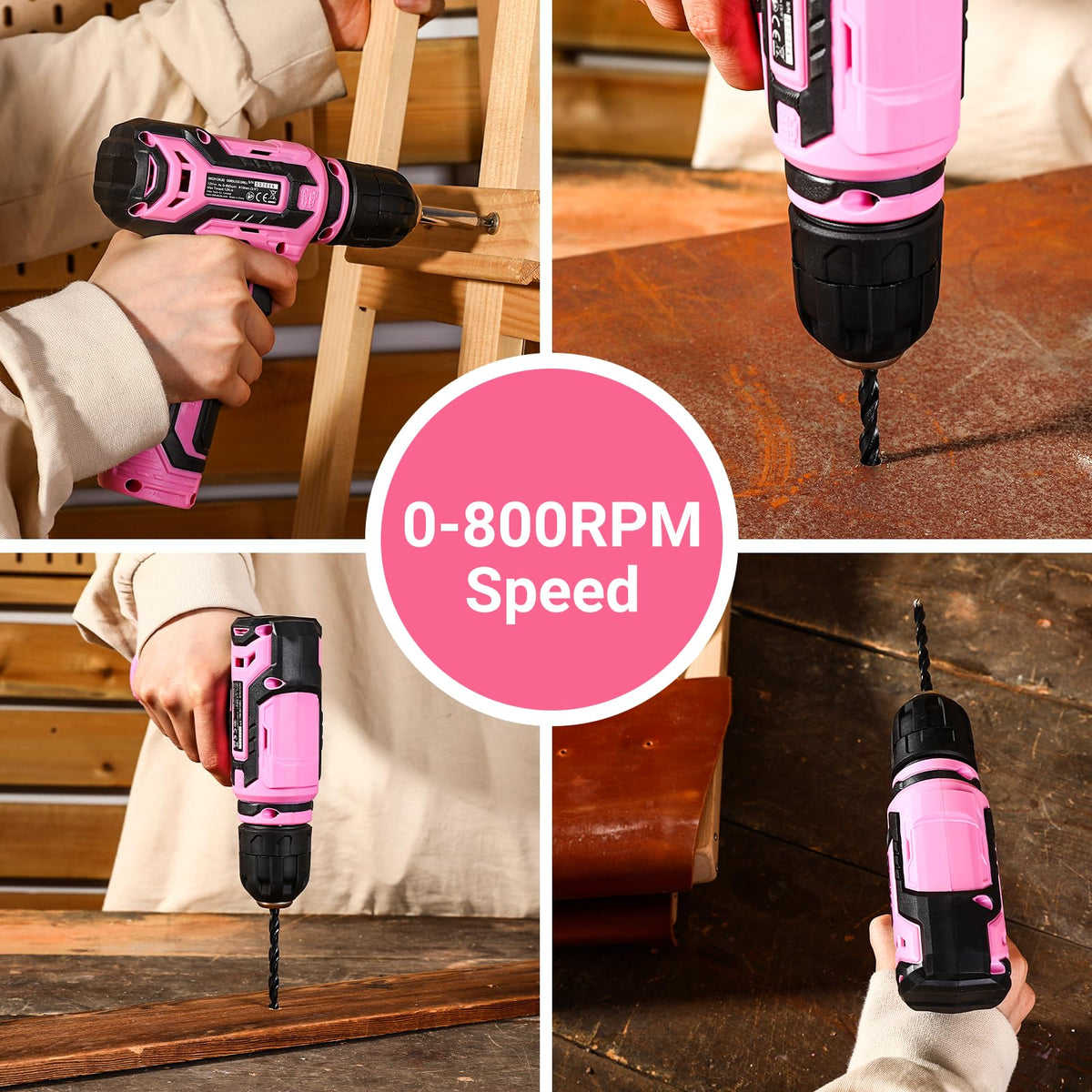 DEKOPRO pink forward-reverse switch enables easy bit changes.