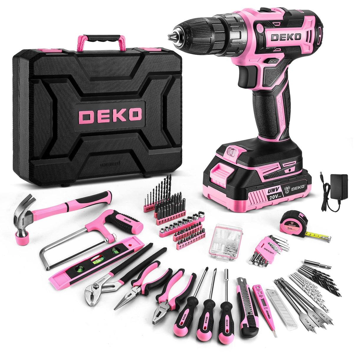 DEKOPRO pink power drill with battery for quick at-home projects