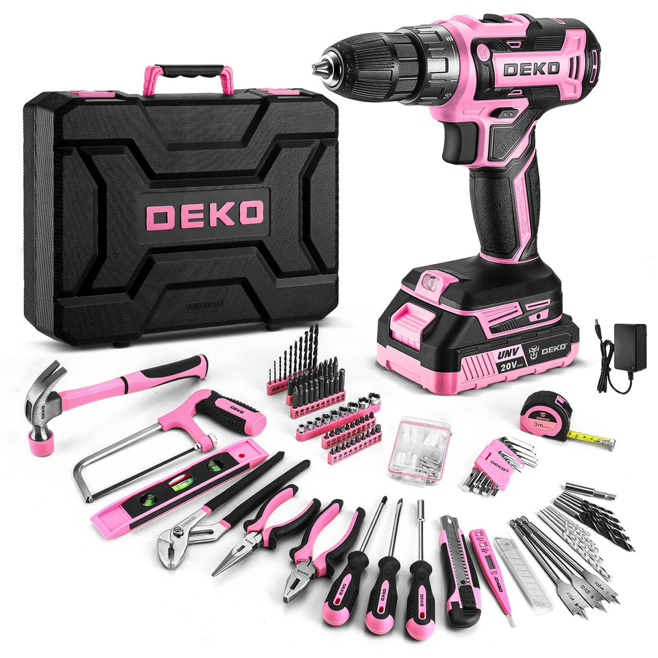 DEKOPRO pink power drill with battery for quick at-home projects